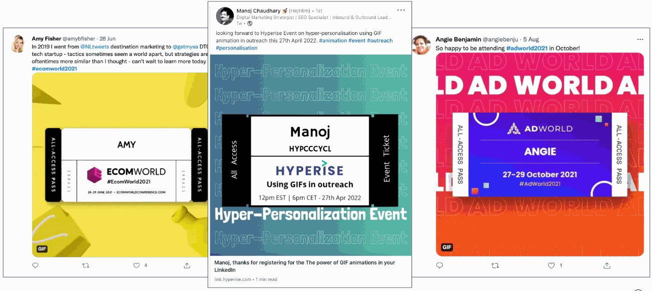Personalized Event GIF examples