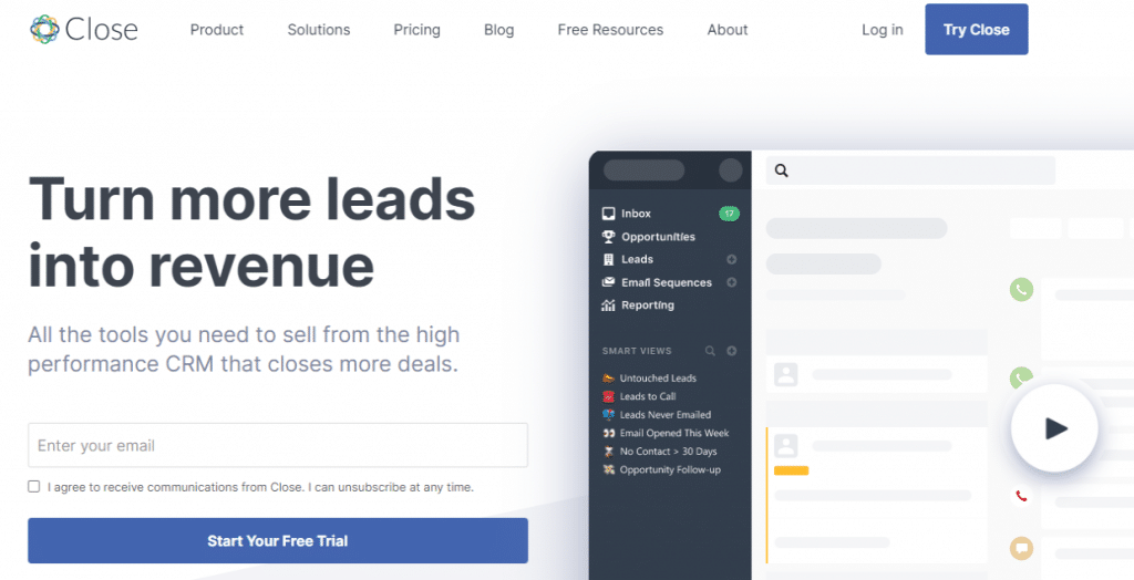 Close CRM Screenshot