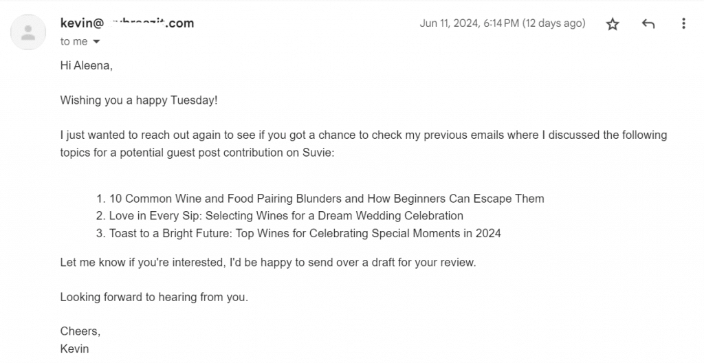 Lead Nurturing Emails - Follow-Up Email example
