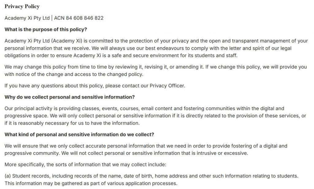 Zero-Party Data: Academy Xi Terms and Conditions