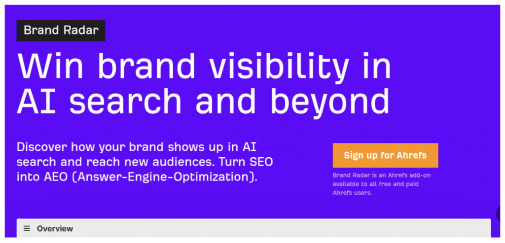 Ahrefs AI visibility tool.